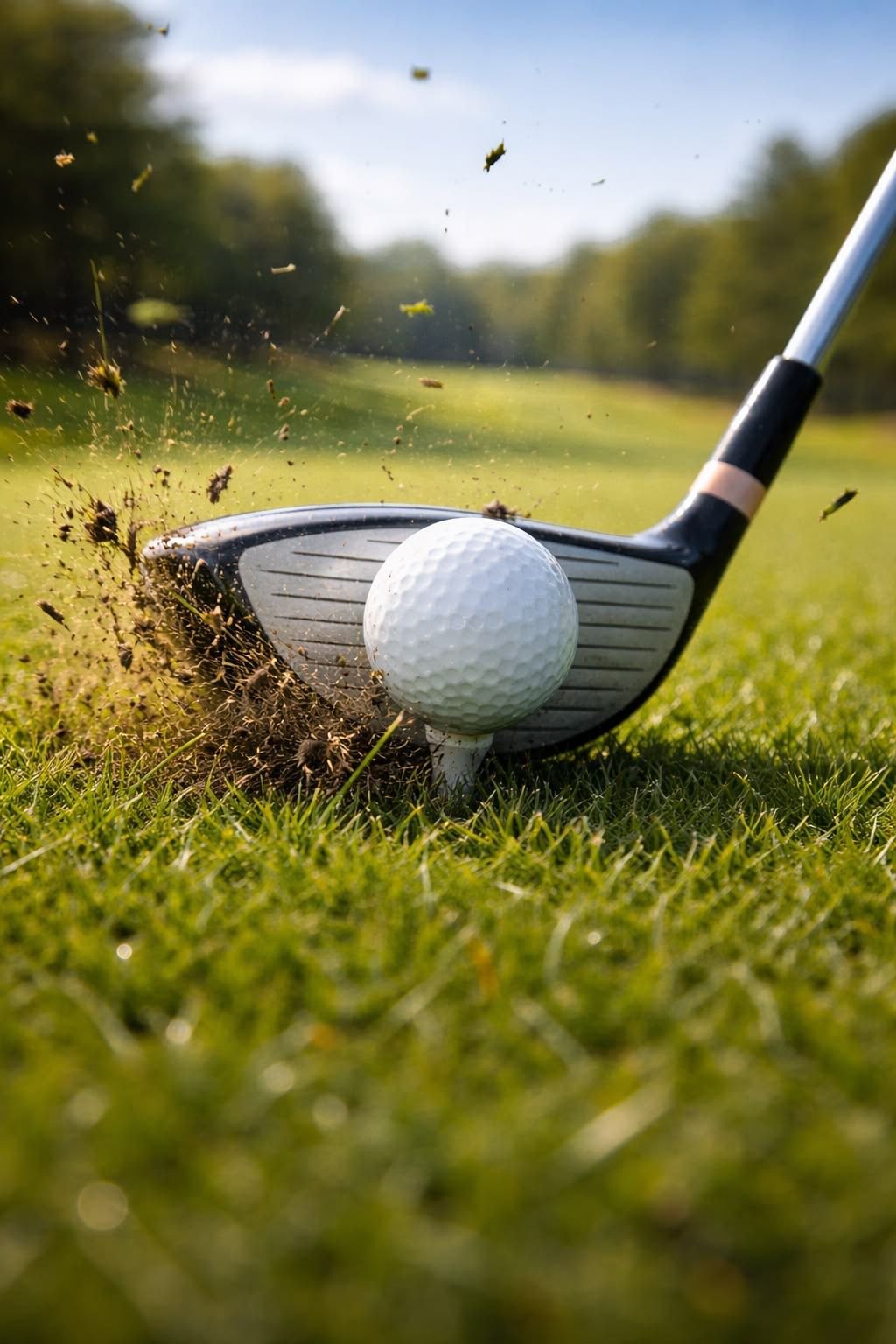 Club striking golf ball